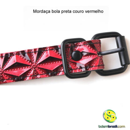 Mordaça bola preta couro vermelho - Image 3