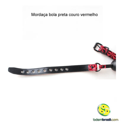 Mordaça bola preta couro vermelho - Image 4