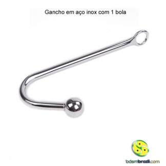 Gancho em aço inox com 1 bola