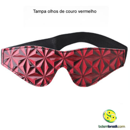 Tampa olhos de couro vermelho