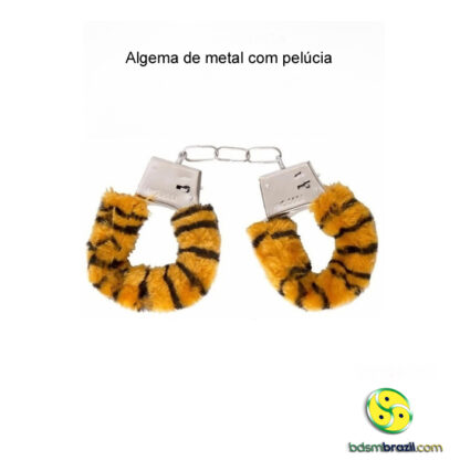 Algema de metal com pelúcia