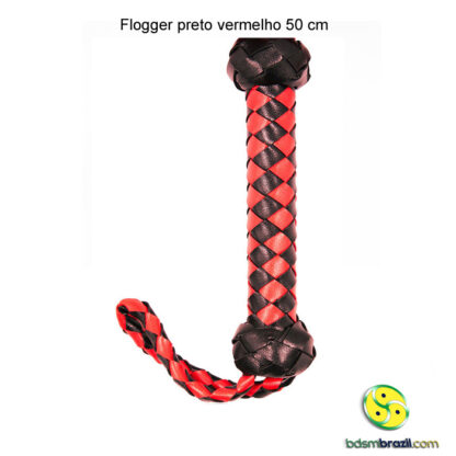 Flogger couro preto vermelho 50 cm - Image 4