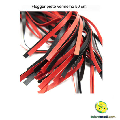 Flogger couro preto vermelho 50 cm - Image 6