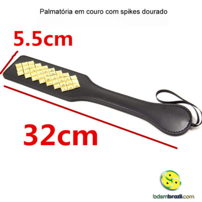 Palmatória em couro com spikes dourado - Image 4