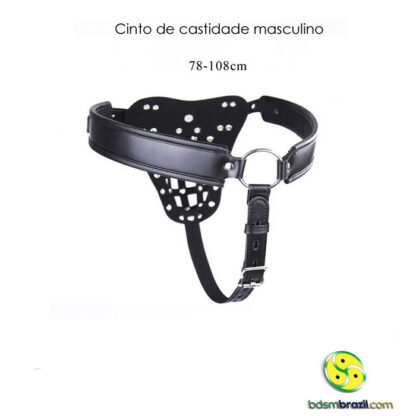 Cinto de castidade masculino couro com cadeado - Image 2