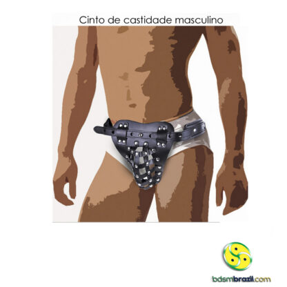 Cinto de castidade masculino couro com cadeado - Image 3