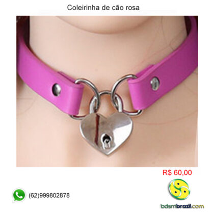 Coleirinha de cão rosa