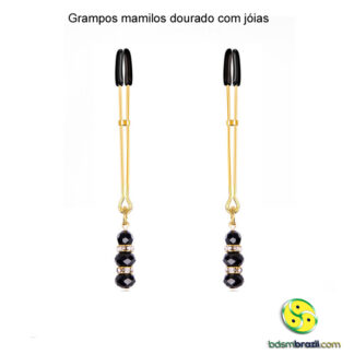 Grampos mamilos dourado com jóias