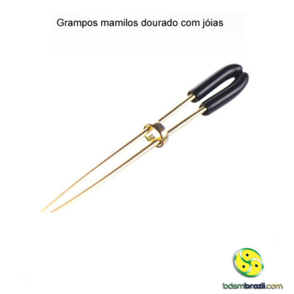 Grampos mamilos dourado com jóias - Image 2