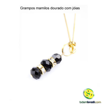 Grampos mamilos dourado com jóias - Image 3