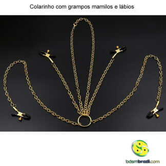 Colarinho com grampos mamilos e lábios