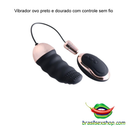 Vibrador ovo preto e dourado com controle sem fio