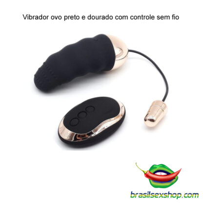 Vibrador ovo preto e dourado com controle sem fio - Image 3