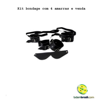 Kit bondage com 4 amarras e uma venda