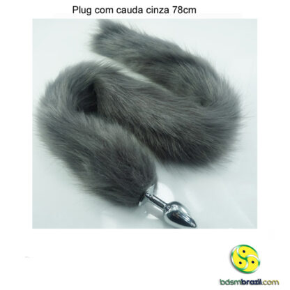 Plug com cauda cinza 78cm