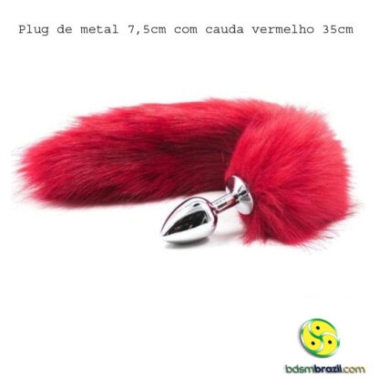 Plug de metal 7,5cm com cauda vermelho 35cm