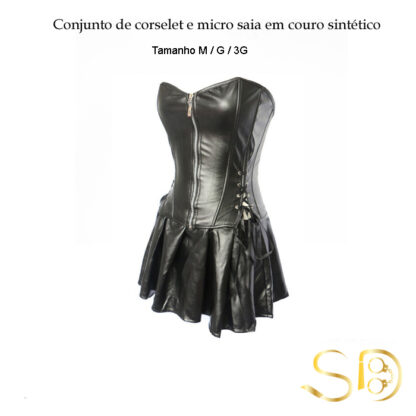 Conjunto de corselet e micro saia em couro sintético L/XL/3XL/4XL/6XL - Image 2