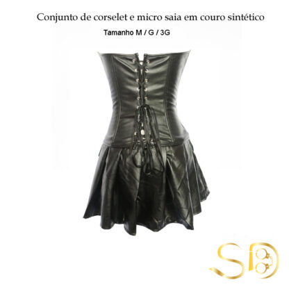 Conjunto de corselet e micro saia em couro sintético L/XL/3XL/4XL/6XL - Image 3