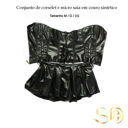 Conjunto de corselet e micro saia em couro sintético L/XL/3XL/4XL/6XL - Image 4