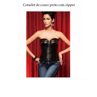 Corselet de couro preto com zipper