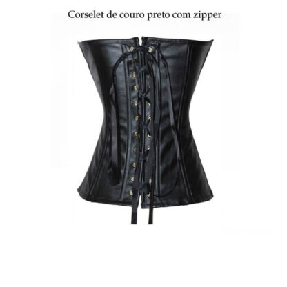 Corselet de couro preto com zipper - Image 4