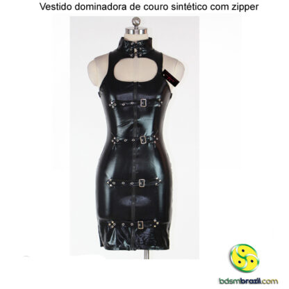 Vestido dominadora de couro sintético com zipper - Image 3