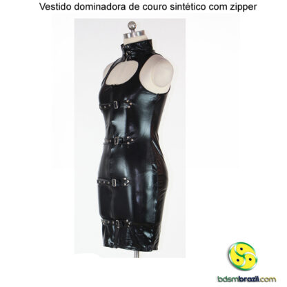 Vestido dominadora de couro sintético com zipper - Image 4