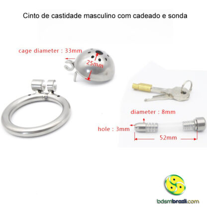 Cinto de castidade masculino com cadeado e sonda - Image 2