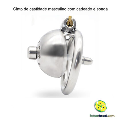 Cinto de castidade masculino com cadeado e sonda - Image 3