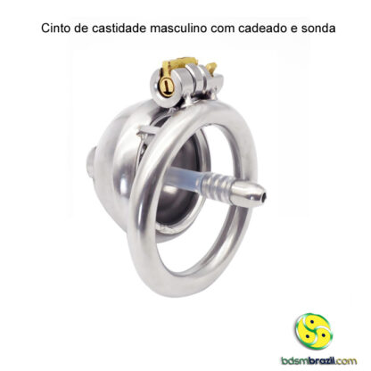 Cinto de castidade masculino com cadeado e sonda - Image 4