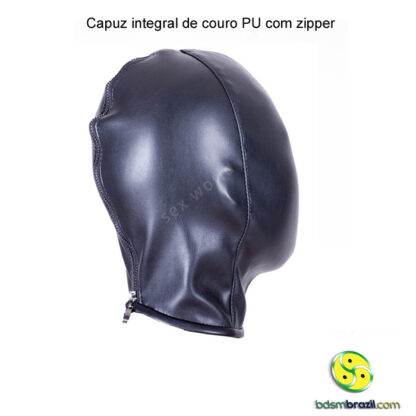 Capuz integral de couro PU com zipper - Image 3