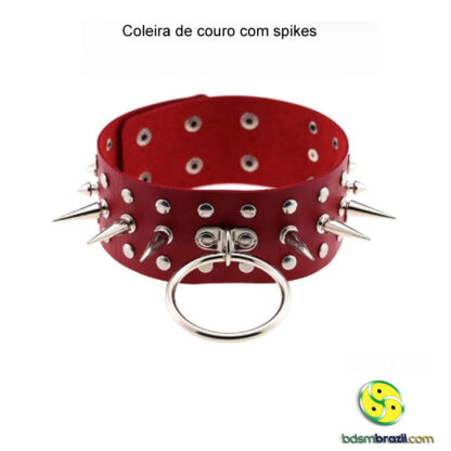 Coleira de couro com spikes - Image 3