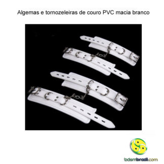 Algemas e tornozeleiras de couro PVC macia branco