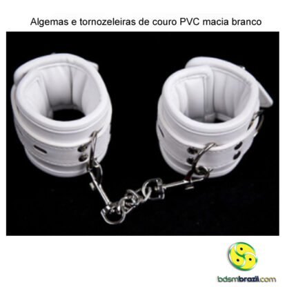 Algemas e tornozeleiras de couro PVC macia branco - Image 2