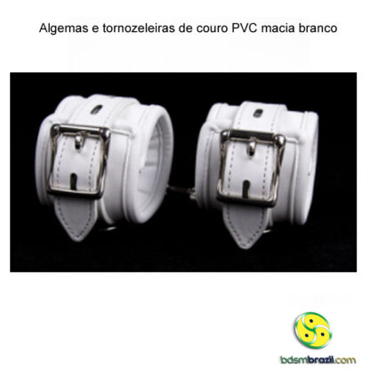 Algemas e tornozeleiras de couro PVC macia branco - Image 3