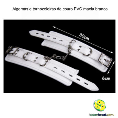 Algemas e tornozeleiras de couro PVC macia branco - Image 4