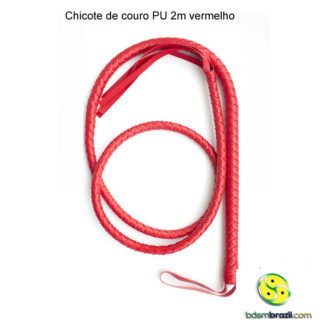 Chicote de couro PU 2m vermelho