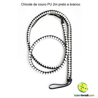 Chicote de couro PU 2m preto e branco