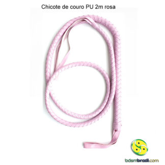 Chicote de couro PU 2m rosa