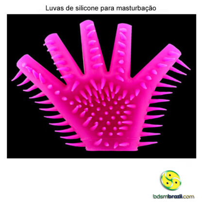 Luvas de silicone rosa para masturbação - Image 3