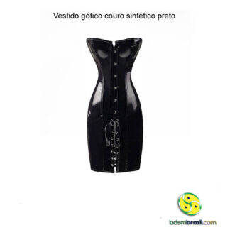 Vestido gótico couro sintético preto