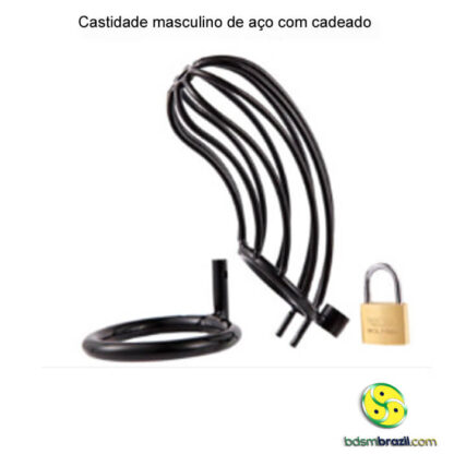 Castidade masculino de aço com cadeado - Image 4