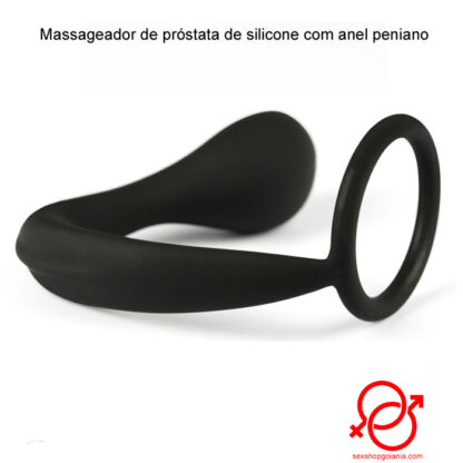 Massageador de próstata de silicone com anel peniano - Image 2