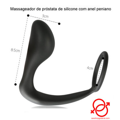 Massageador de próstata de silicone com anel peniano - Image 3