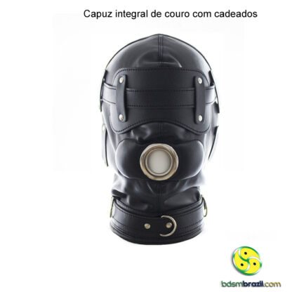 Capuz integral de couro com cadeados - Image 3