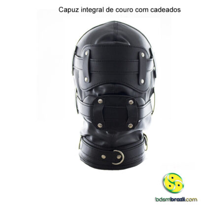 Capuz integral de couro com cadeados - Image 4