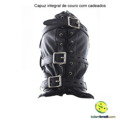 Capuz integral de couro com cadeados - Image 5