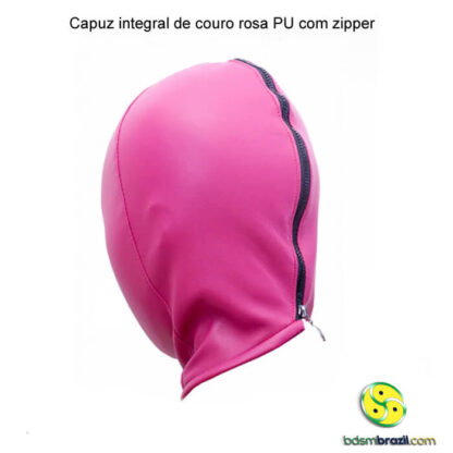 Capuz integral de couro rosa PU com zipper