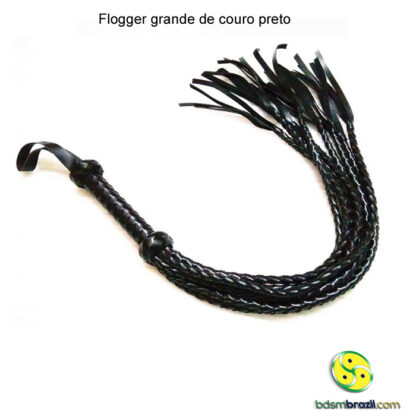 Flogger grande de couro preto