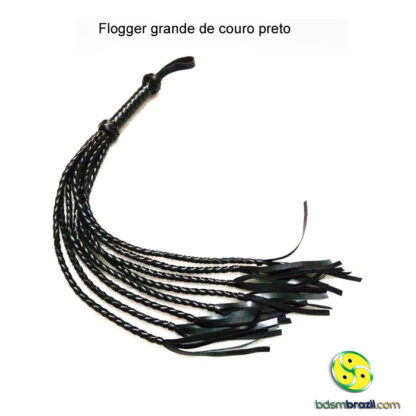 Flogger grande de couro preto - Image 3